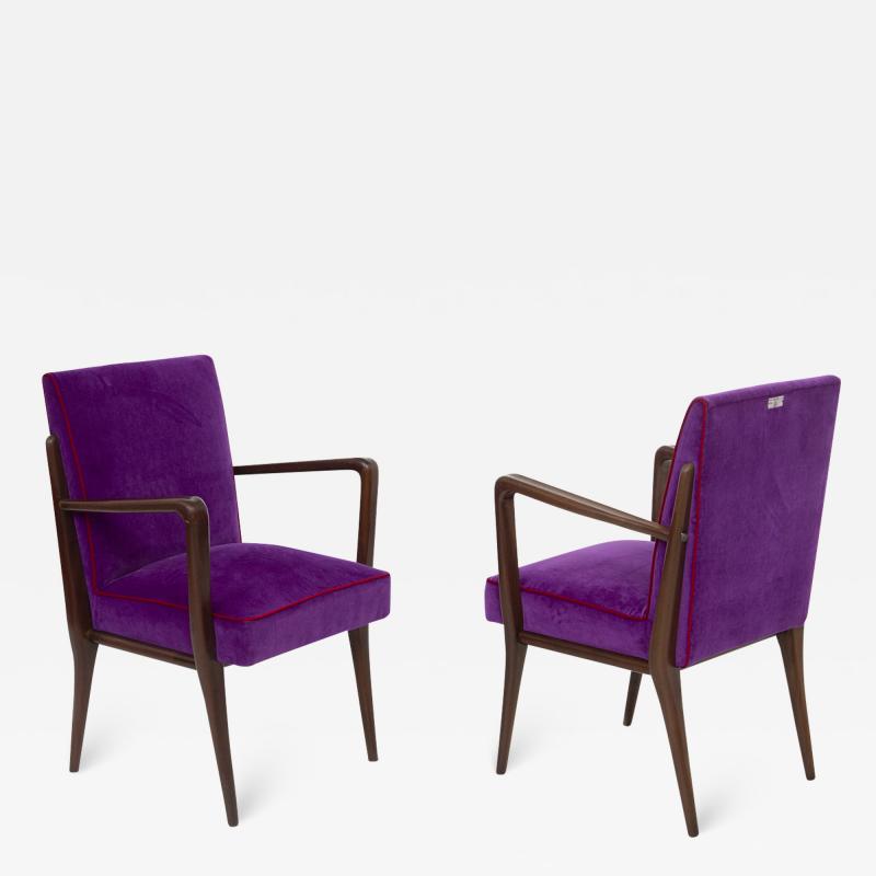 Italian School Pair of Italian Armchairs of Fratelli Consonni Production in Purple Velvet