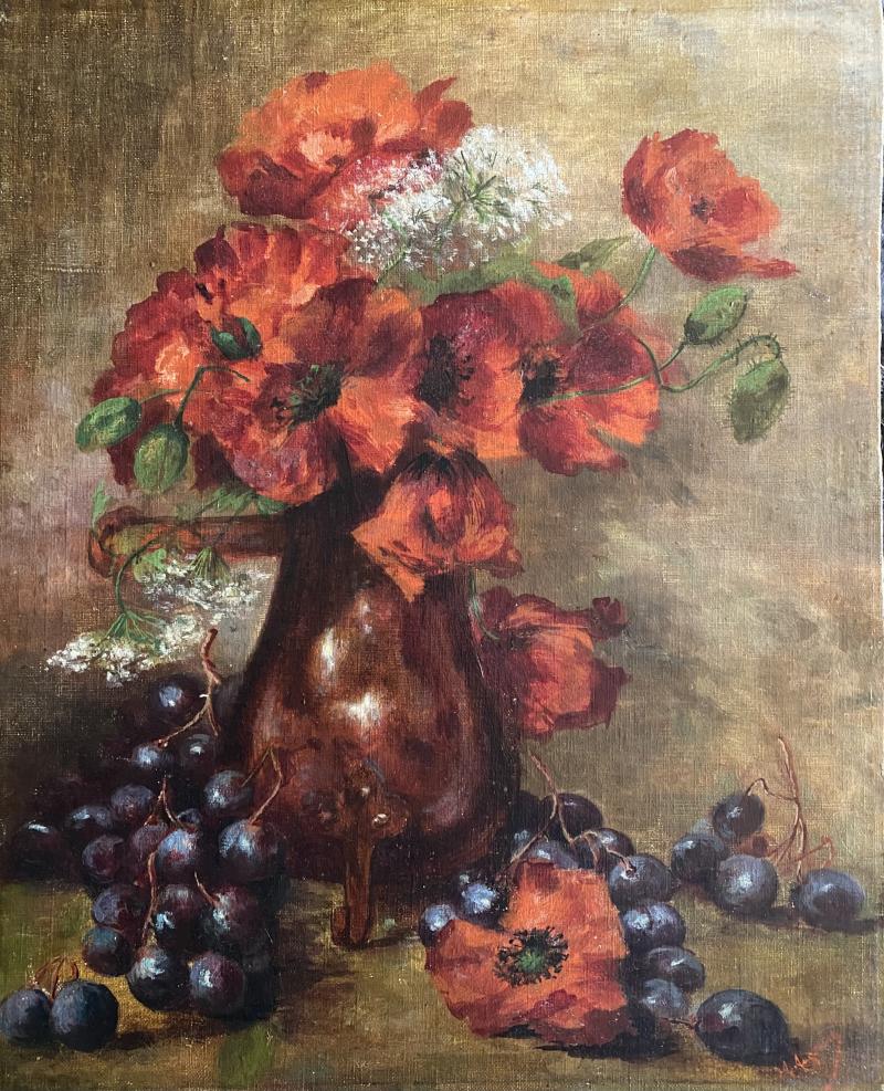 Italian School Red Poppies and Grapes 
