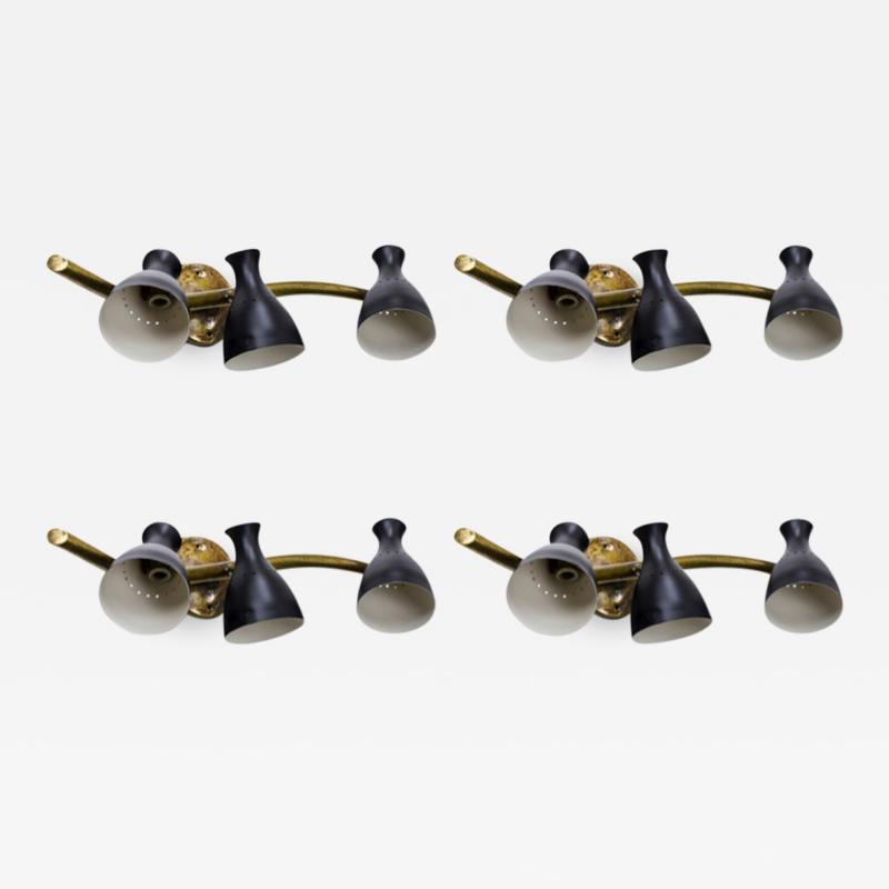 Italian Set of 4 orientable Three Light Sconces