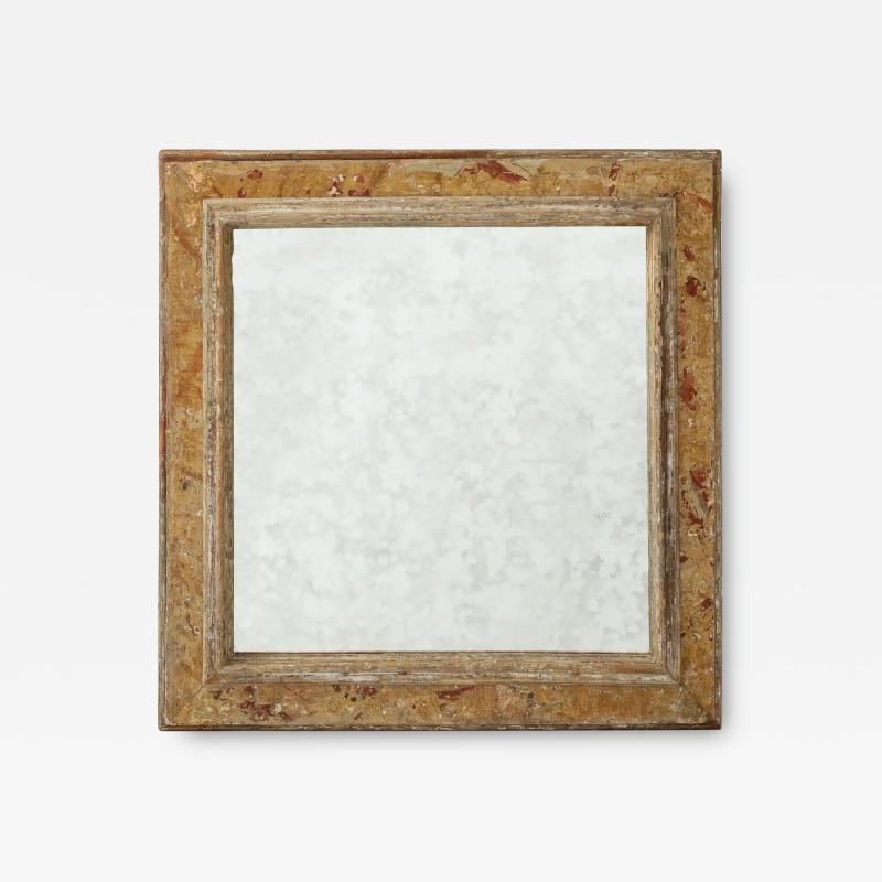 Italian Seventeenth Century Faux Marble Painted Gilt Mirror Frame Circa 1680