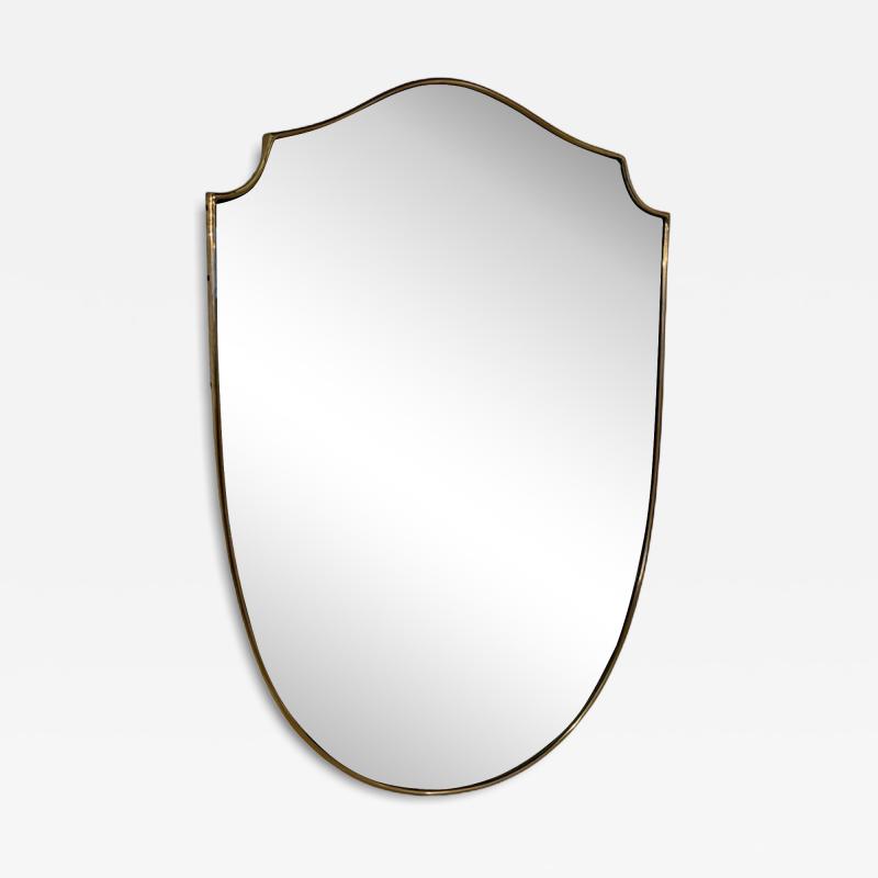 Italian Shield Shaped Wall Mirror with Brass 1960s