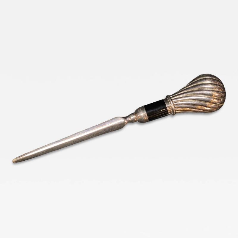 Italian Silver Plated Letter Opener with Fluted Shell Handle 1950s