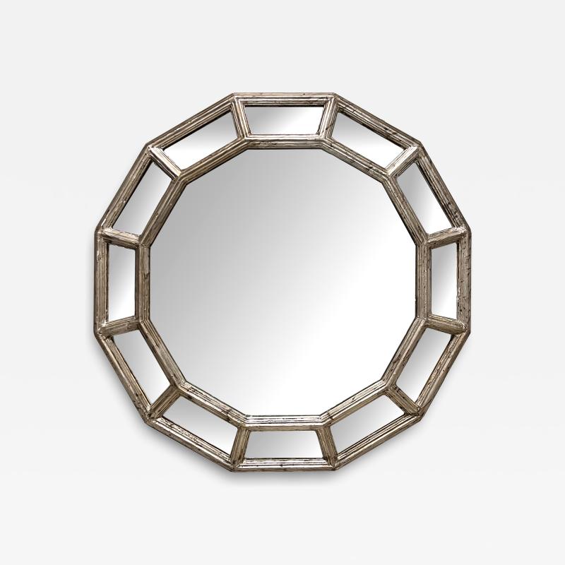 Italian Silver leafed Giltwood Dodecagon Mirror