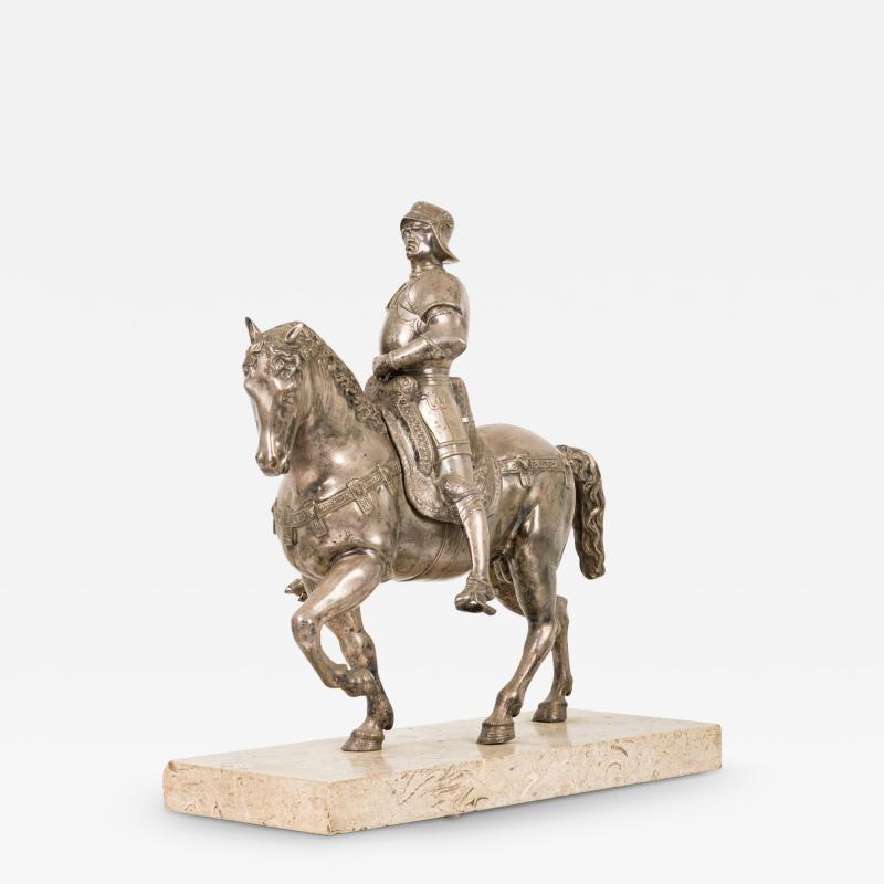 Italian Silvered Bronze Equestrian Figure
