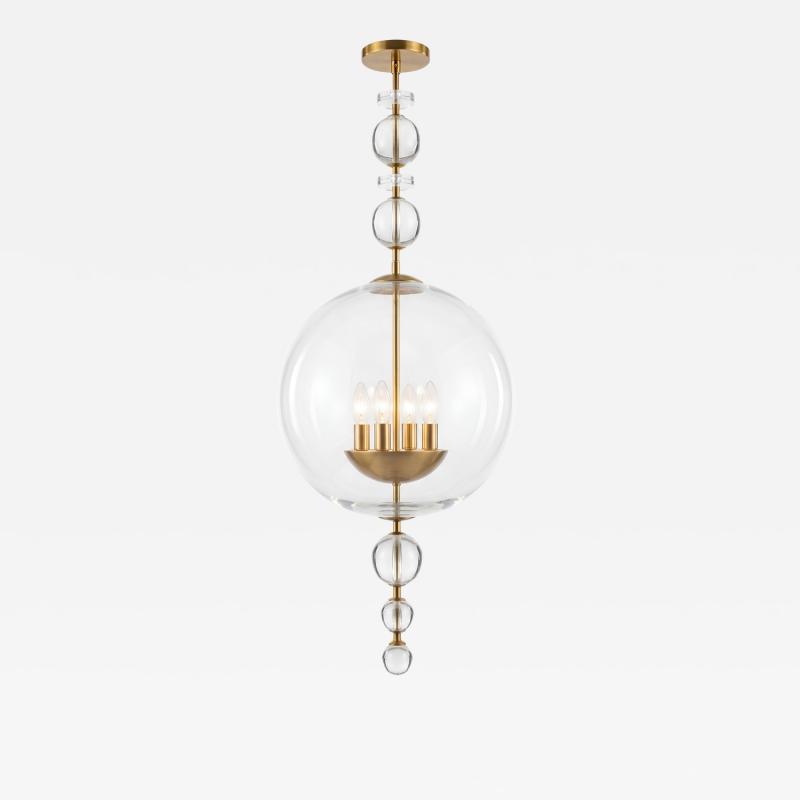 Italian Spherical Glass and Brass Pendant