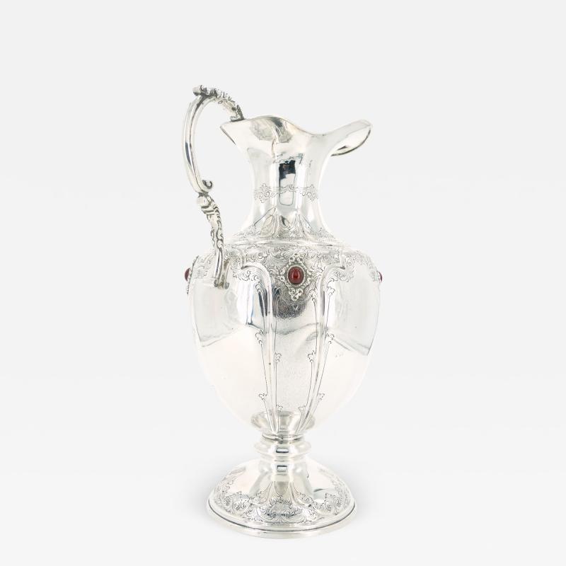 Italian Sterling Silver Precious Stone One Handled Decorative Vase Piece