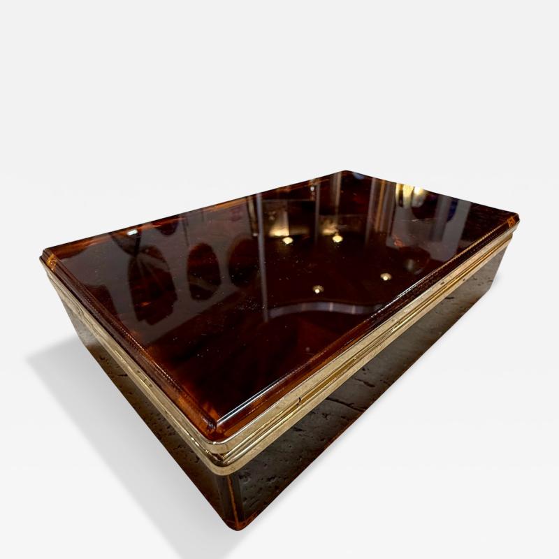 Italian Tortoiseshell Lucite and Brass Decorative Box 1970s