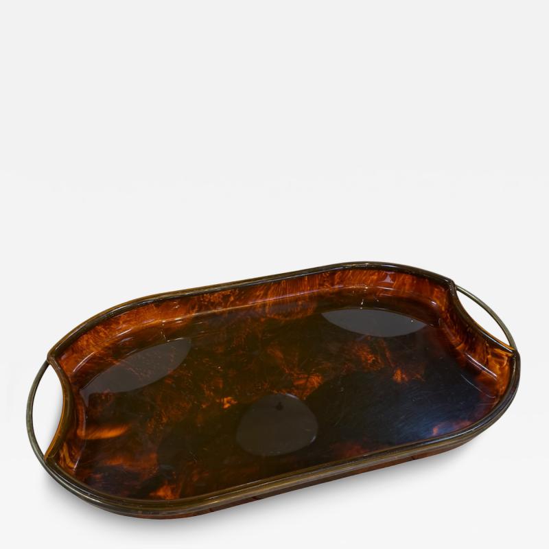 Italian Tortoiseshell Serving Tray with Brass Handles