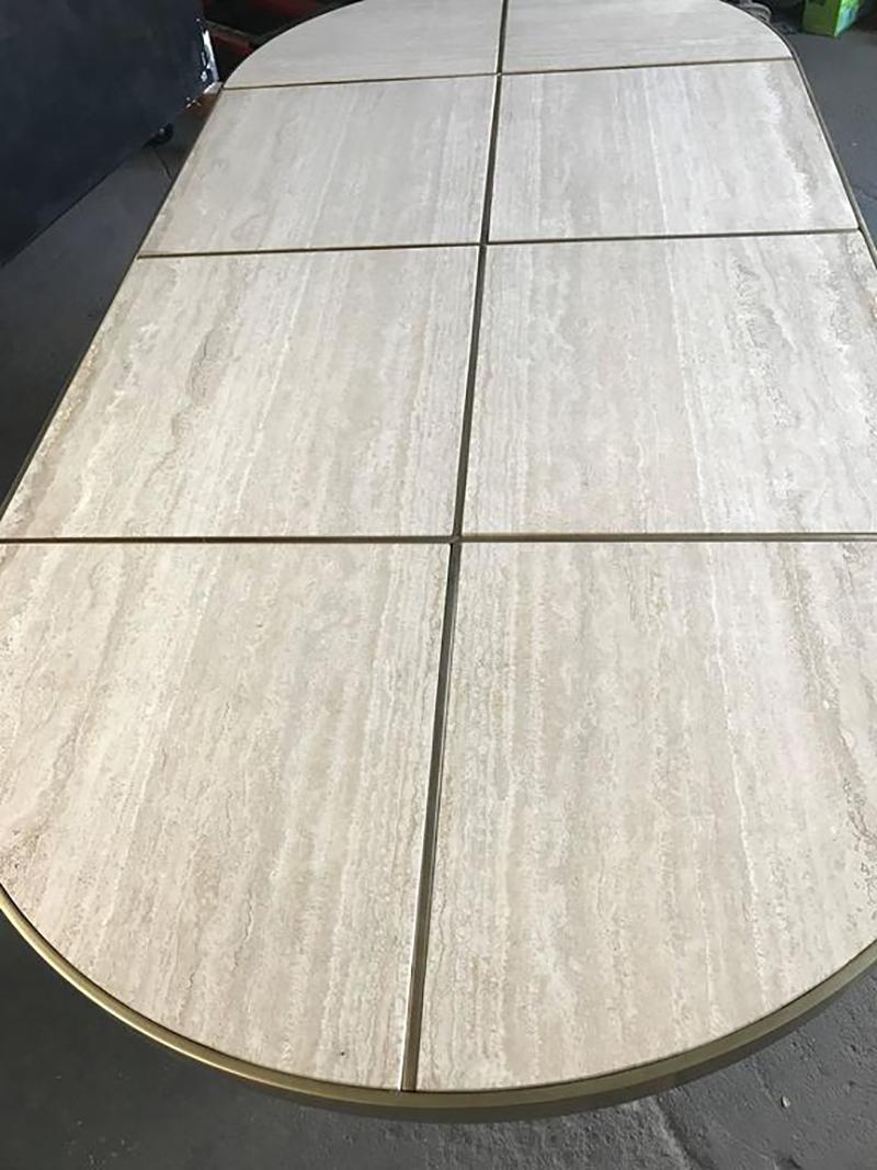 Italian Travertine Marble Oval Dining Table, 1970