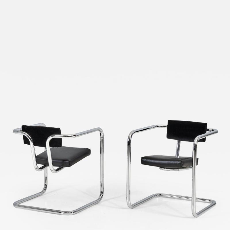 Italian Tubular Cantilever Lounge Chairs 1960