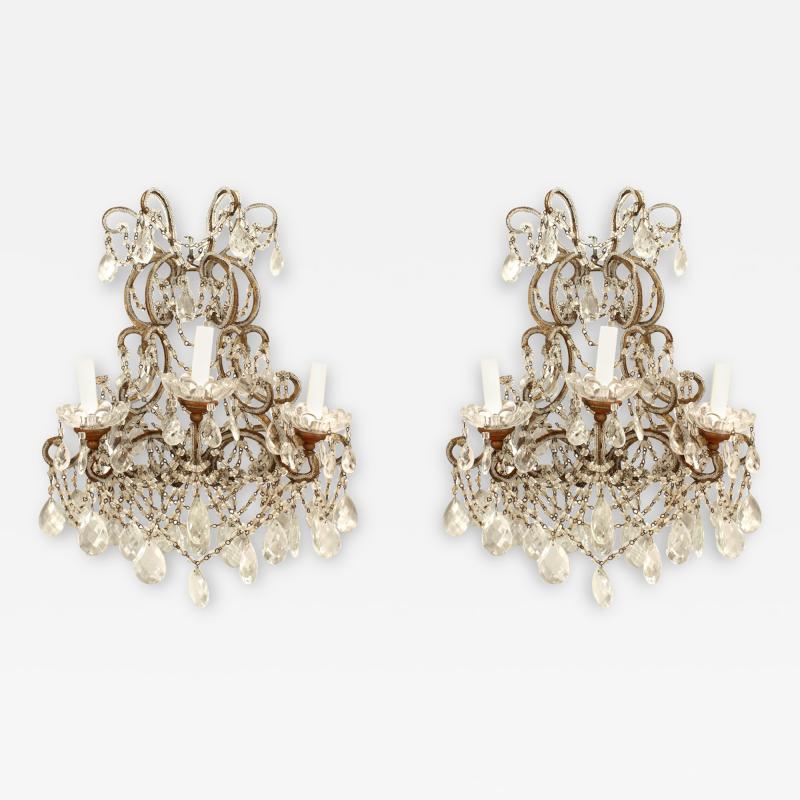 Italian Venetian Bagues Style Crystal Wall Sconces 1