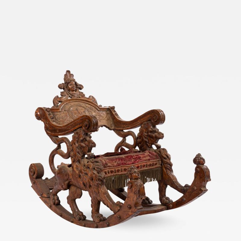 Italian Venetian Fruitwood Rocking Chair