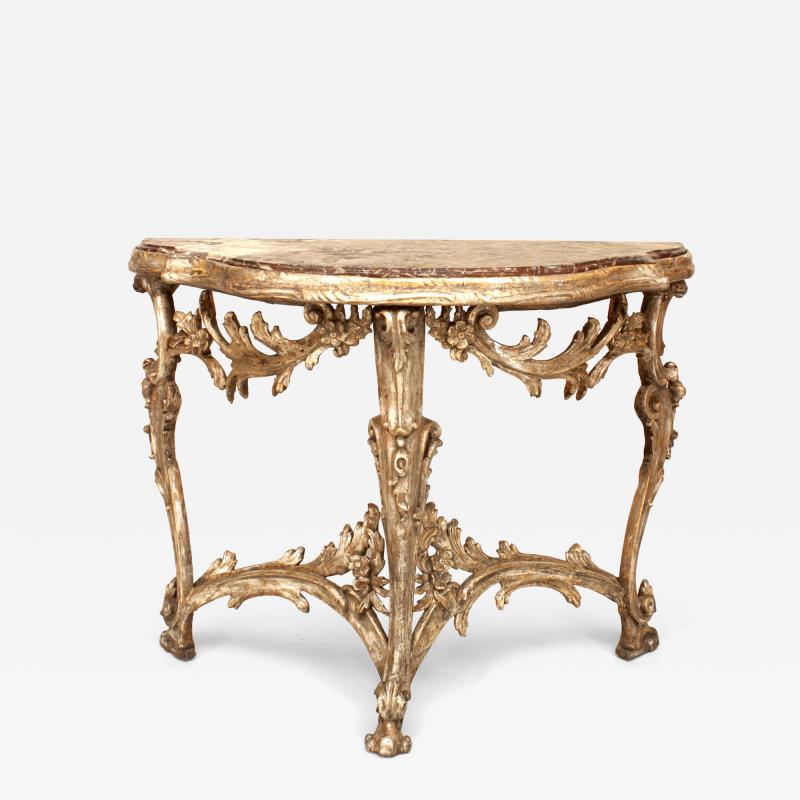 Italian Venetian Gilt Marble Console Table