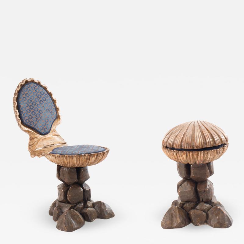 Italian Venetian Grotto Hinged Clam Shell Chairs