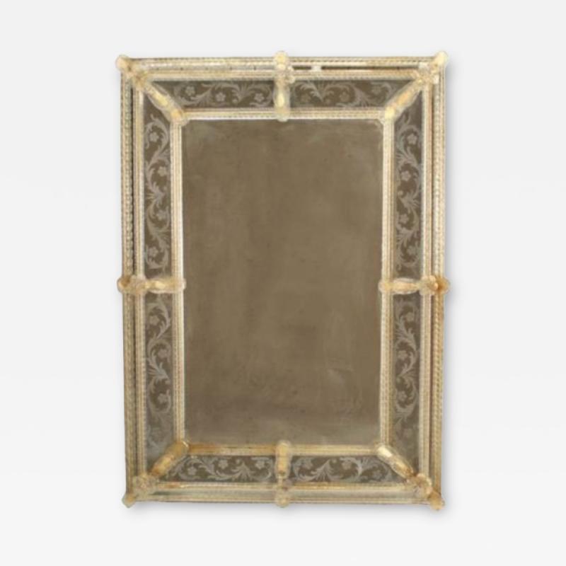 Italian Venetian Murano Etched Floral Design Wall Mirrors