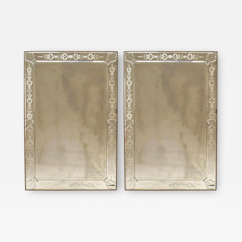 Italian Venetian Murano Etched Wall Mirrors