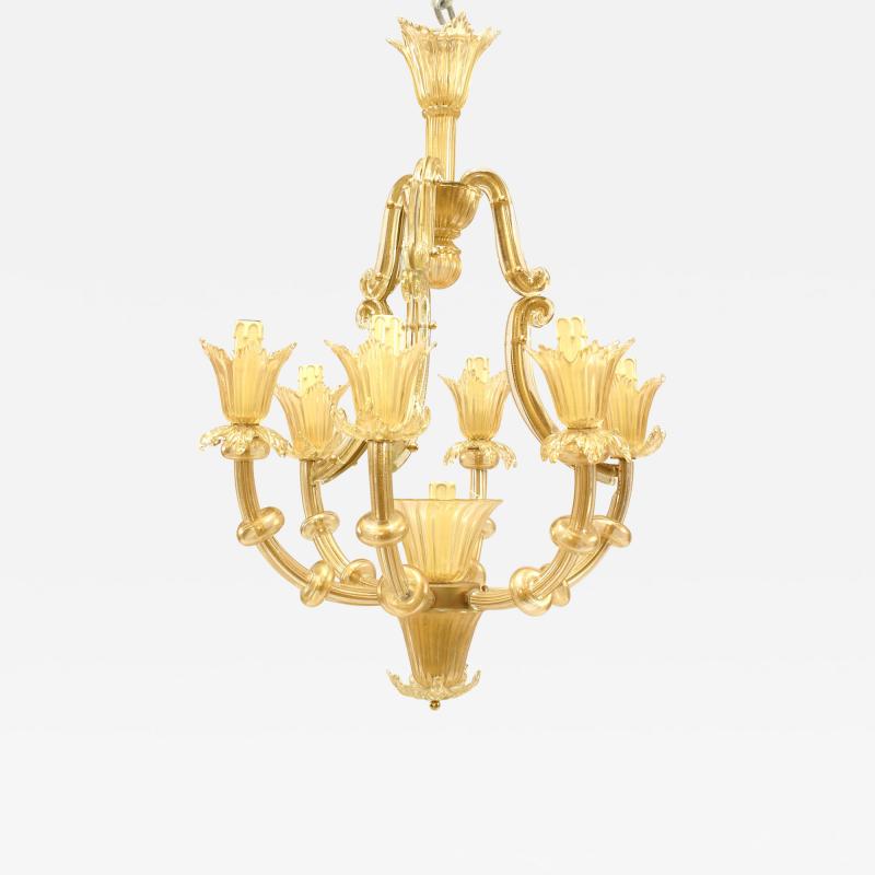 Italian Venetian Murano Gold Dusted Bamboo Chandelier