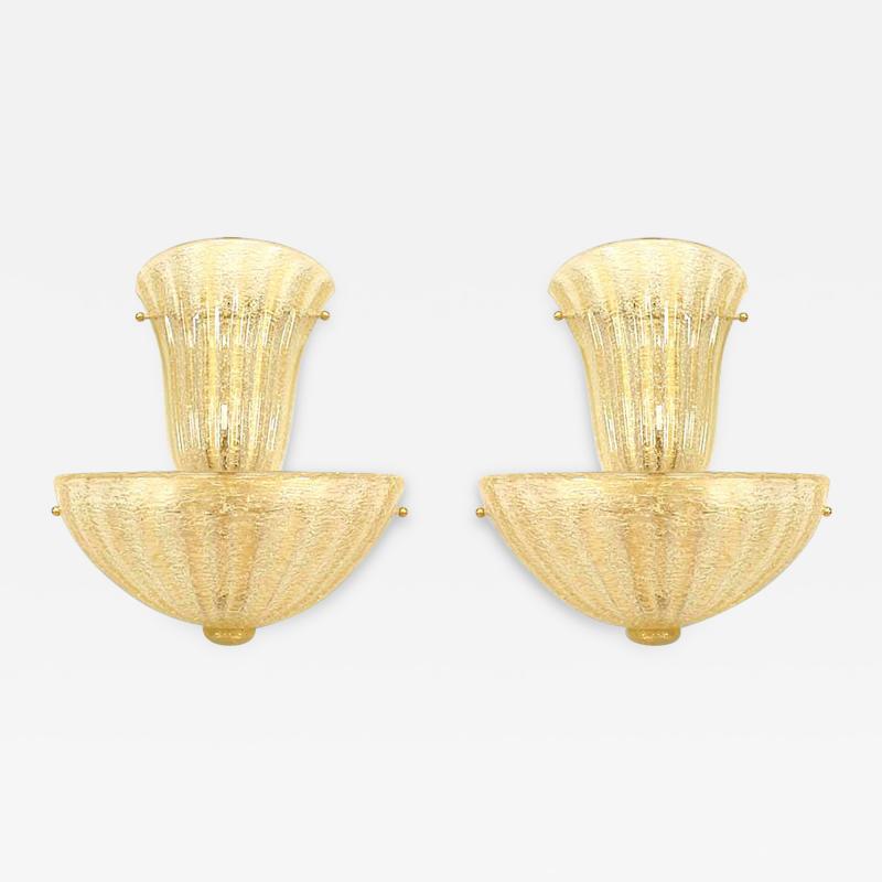 Italian Venetian Murano Rugiada Glass Wall Sconces