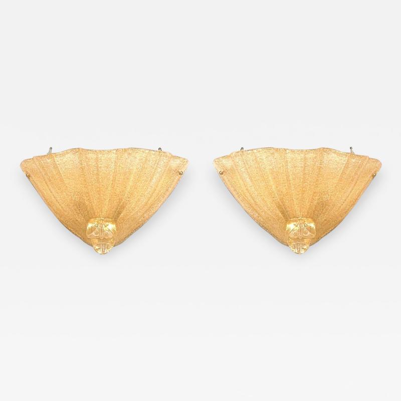 Italian Venetian Murano Ventola Gold Glass Wall Sconces