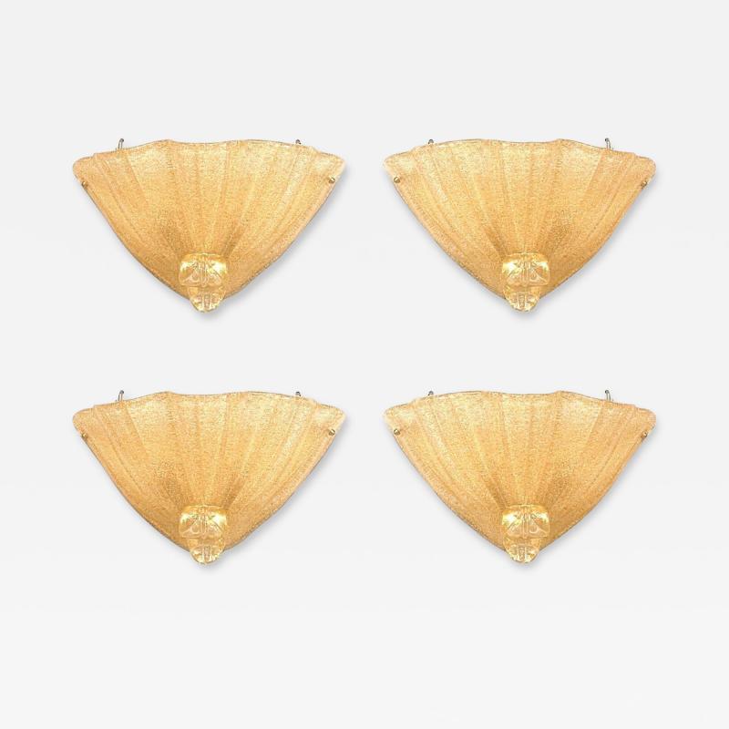 Italian Venetian Murano Ventola Gold Glass Wall Sconces