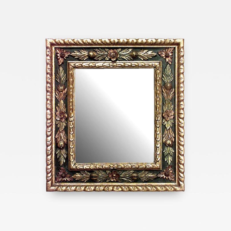 Italian Venetian Style Gilt and Polychromed Wall Mirror