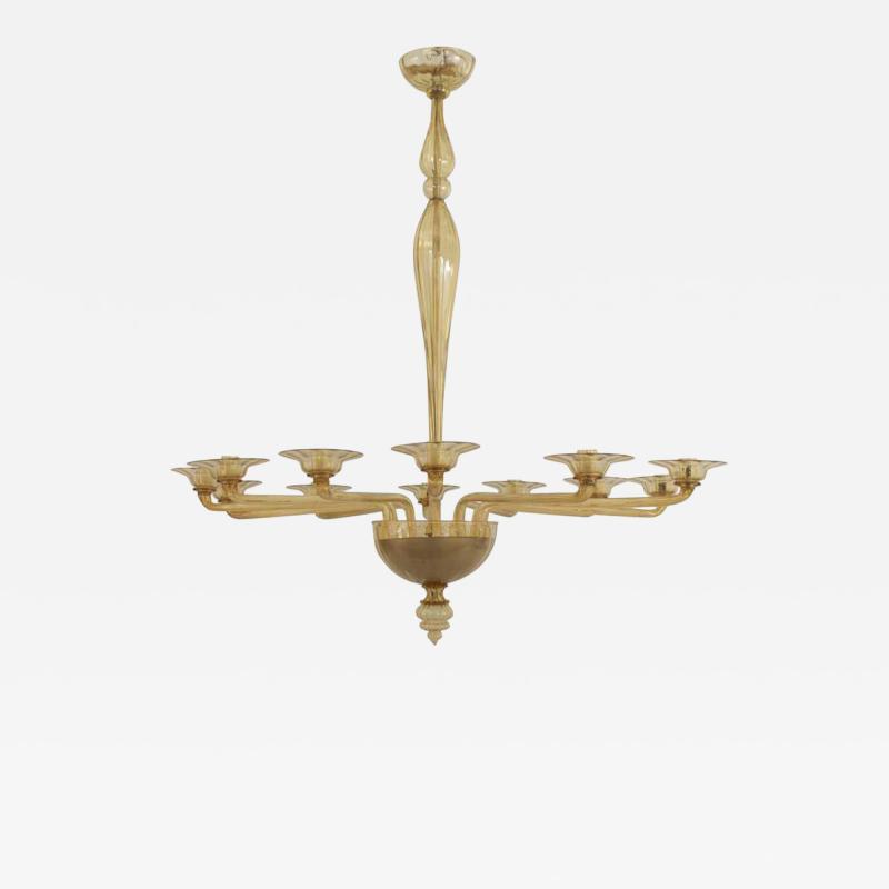 Italian Venetian Style Murano Amber Glass Chandelier