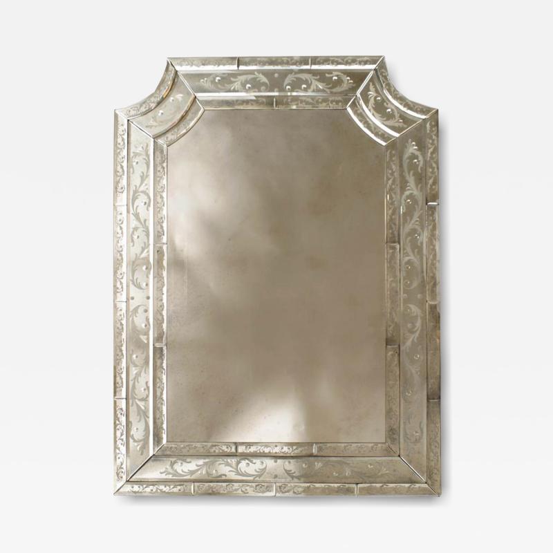 Italian Venetian Wall Mirror with Cut Corner Top