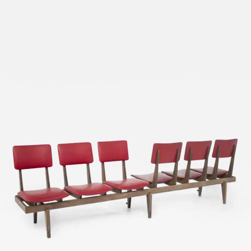 Italian Vintage Bench with Red Leather Seats