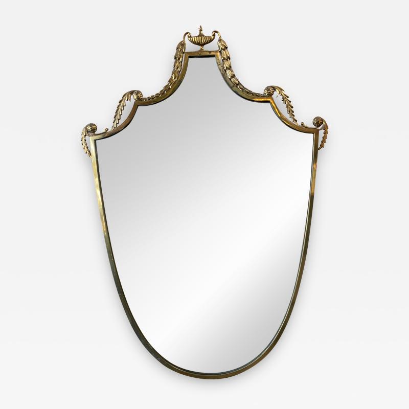 Italian Vintage Curvilinear Brass Mirror 1950s