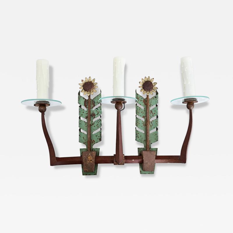 Italian Vintage Iron and T le Sunflower Sconce