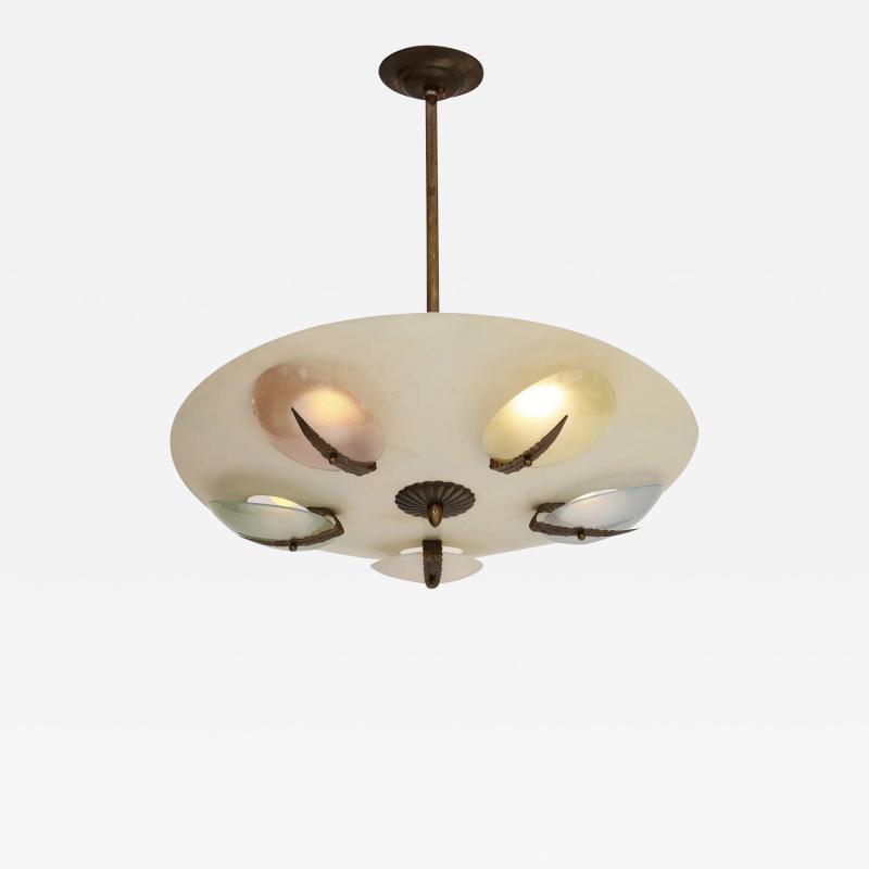 Italian Vintage Pendant Chandelier with Colored Discs Italy circa 1950
