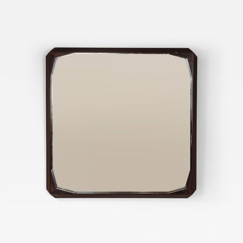 Italian Vintage Square Mirror in Rosewood 1960s