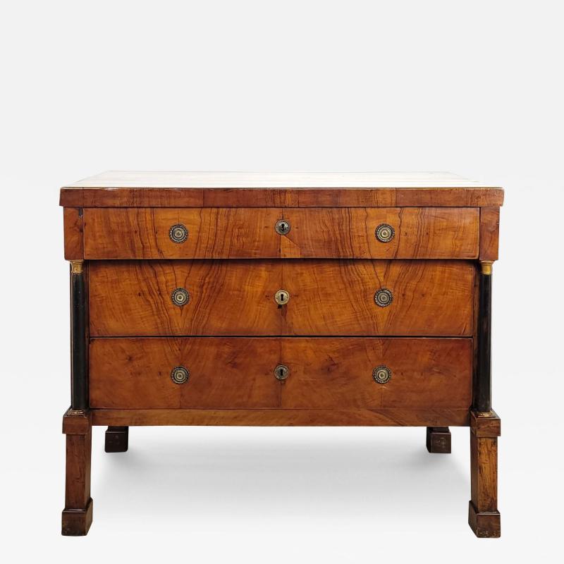 Italian Walnut Neoclassical Commode columns with tall legs 1810