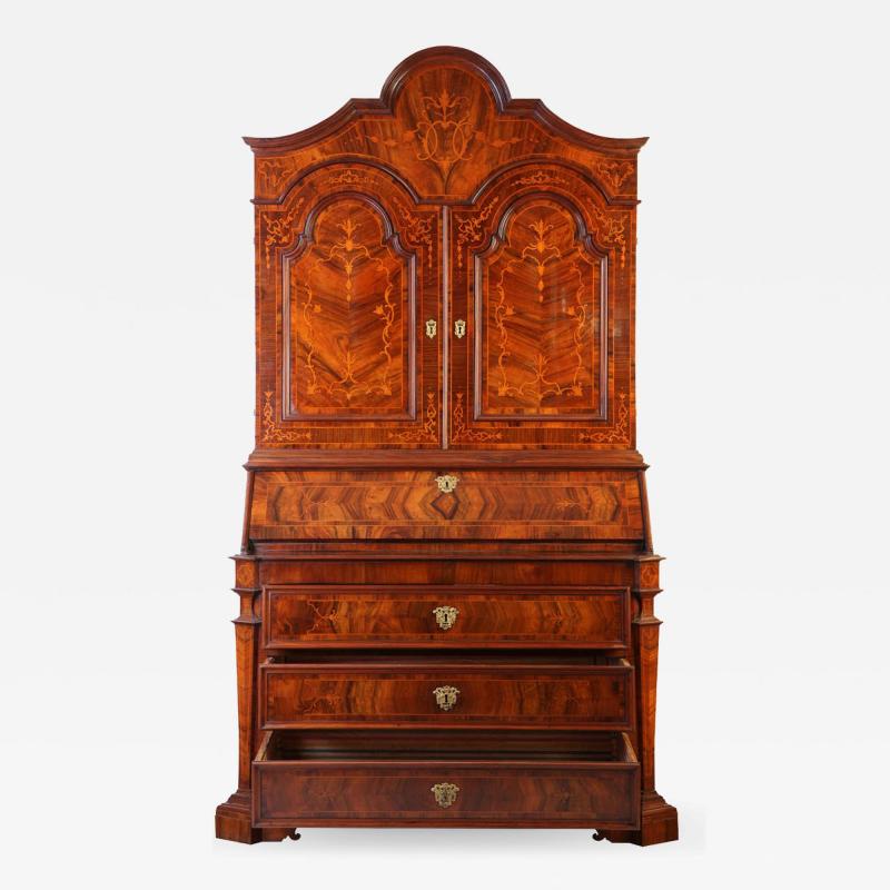 Italian Walnut Parquetry Bureau Cabinet