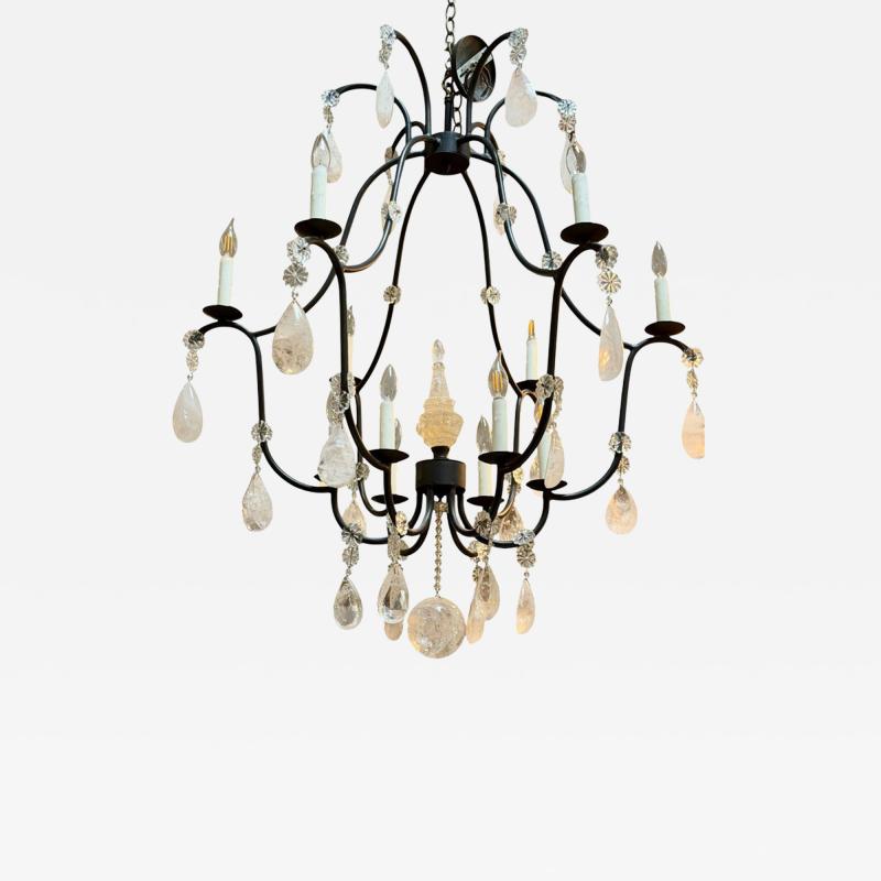 Italian Wrought Iron Rock Crystal Chandelier 1 of 2 Available