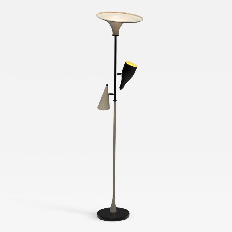 Italian Yellow Black Floor Lamp 1950s