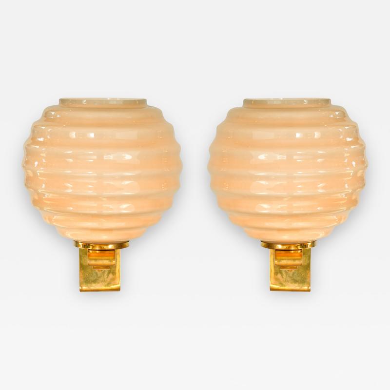 Italian circular ribbed wall lights