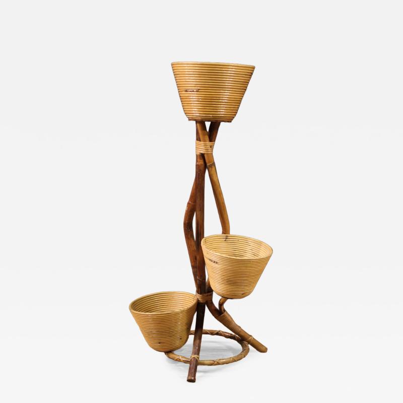 Italian design bamboo vase holder from the 1960s
