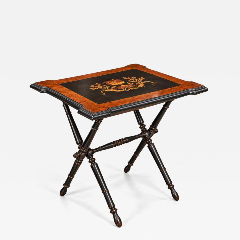 Italian ebonized inlaid folding table Circa 1880
