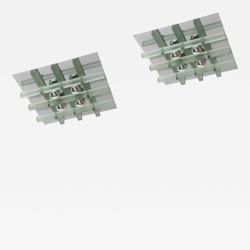 Italian flush mount ceiling or wall lights a pair