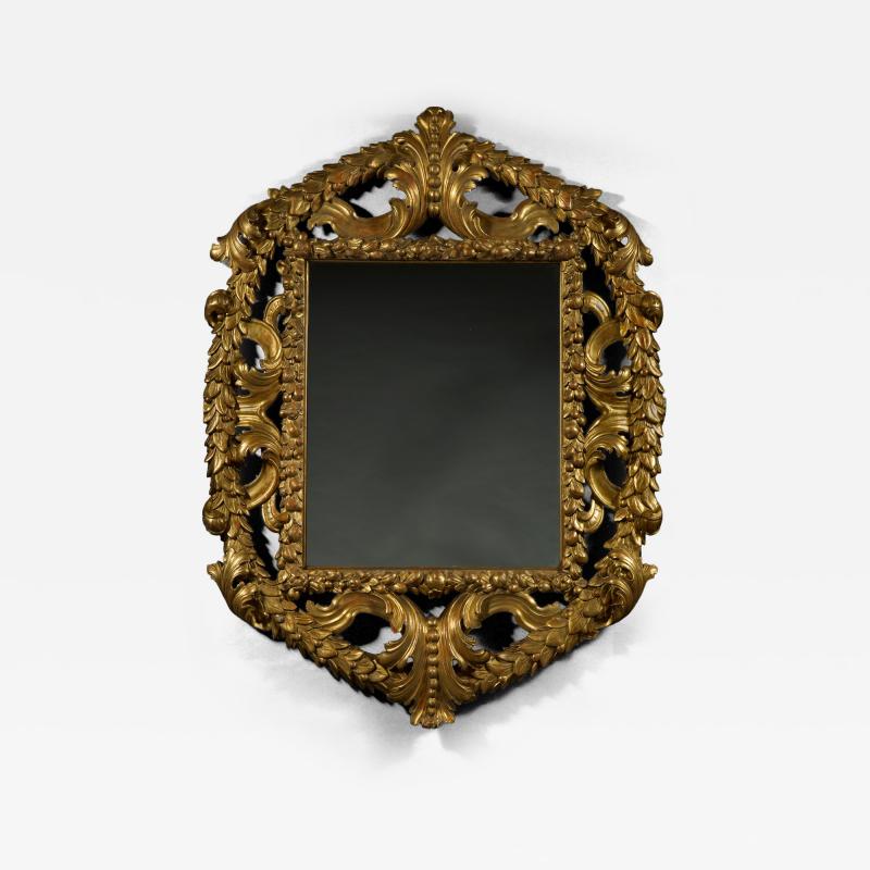 Italian late Neoclassical style giltwood mirror with unusual laurel encirclement