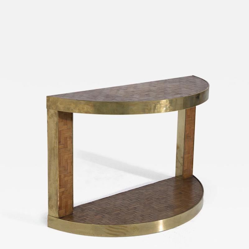 Italian rattan and brass console table