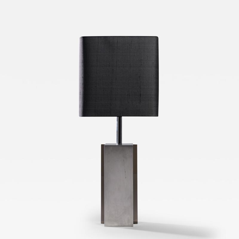 Italian table lamp in brushed steel and lucite 1970s