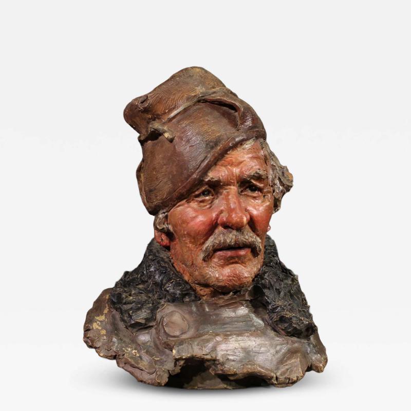 Italian terracotta sculpture of a fisherman from the 20th century