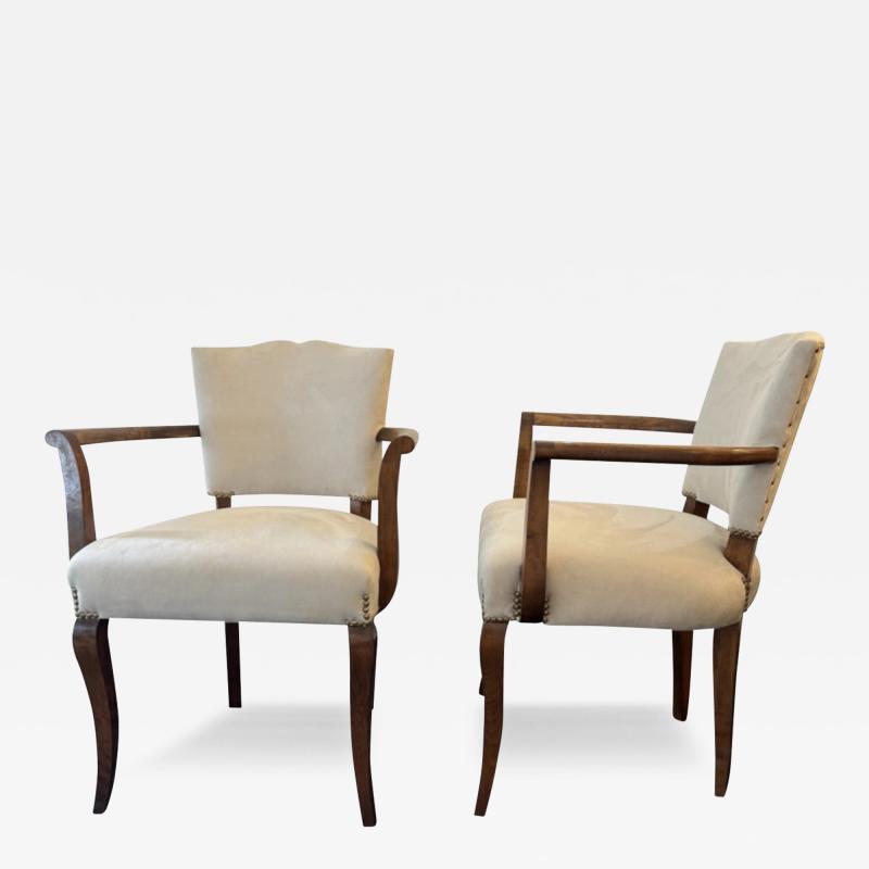 Italian walnut occasional chairs