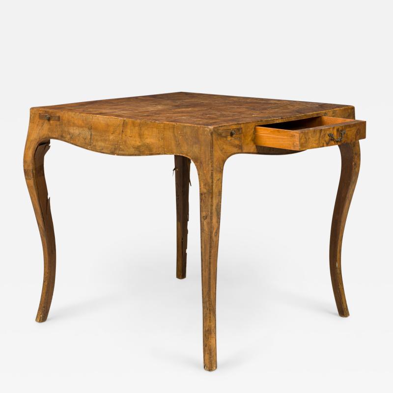 ItalianOyster Burl Curved Leg Game Table