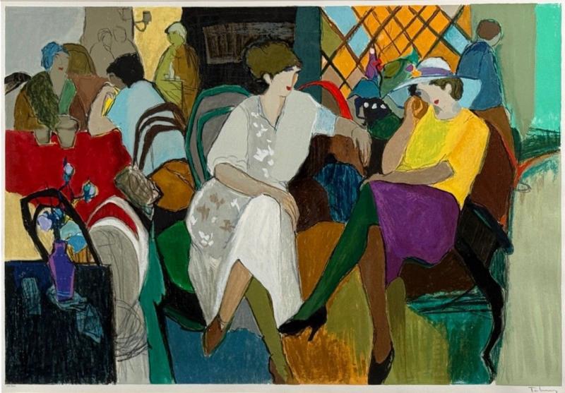 Itzchak Tarkay Itzchak Isaac Tarkay Fauvism Cafe Scene Signed and Numbered Serigraph 20th c