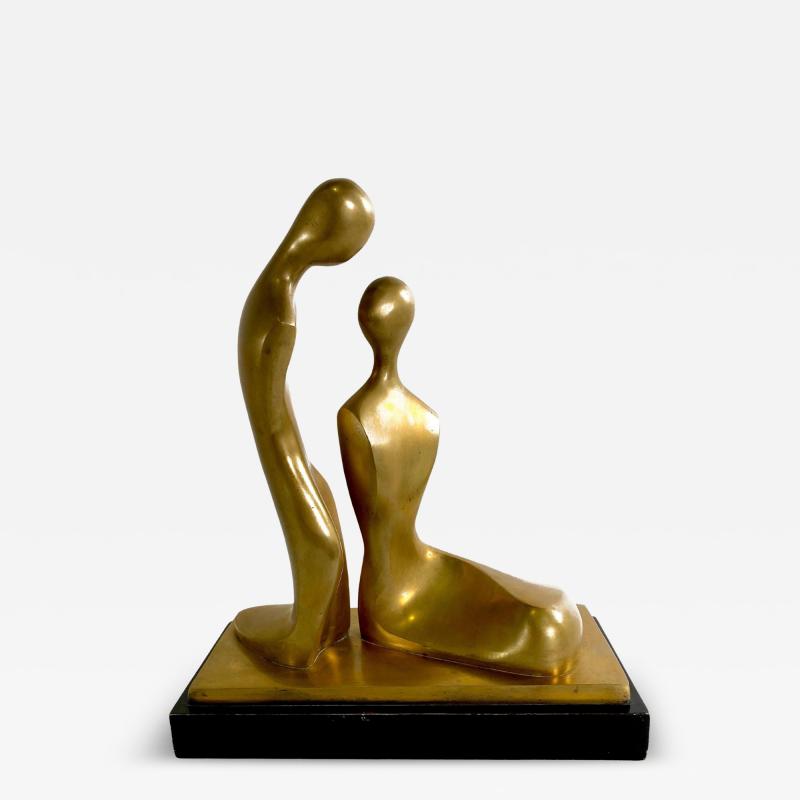 Itzik Ben Shalom Israeli Modern Brass Sculpture of Lovers Itzik Benshalom