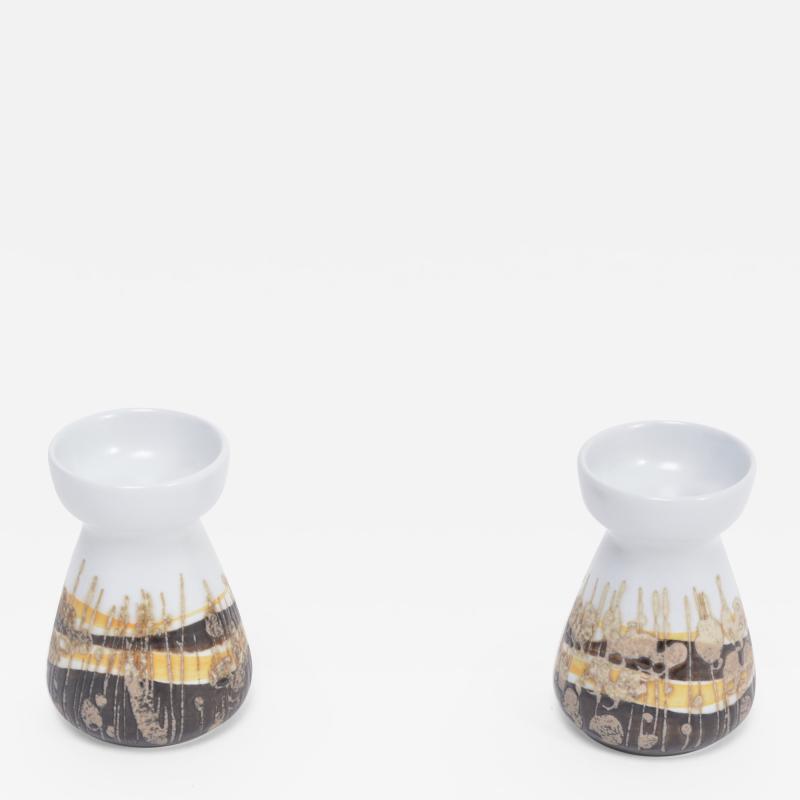 Ivan Weiss Pair of Midcentury Faience candleholders by Ivan Weiss for Royal Copenhagen