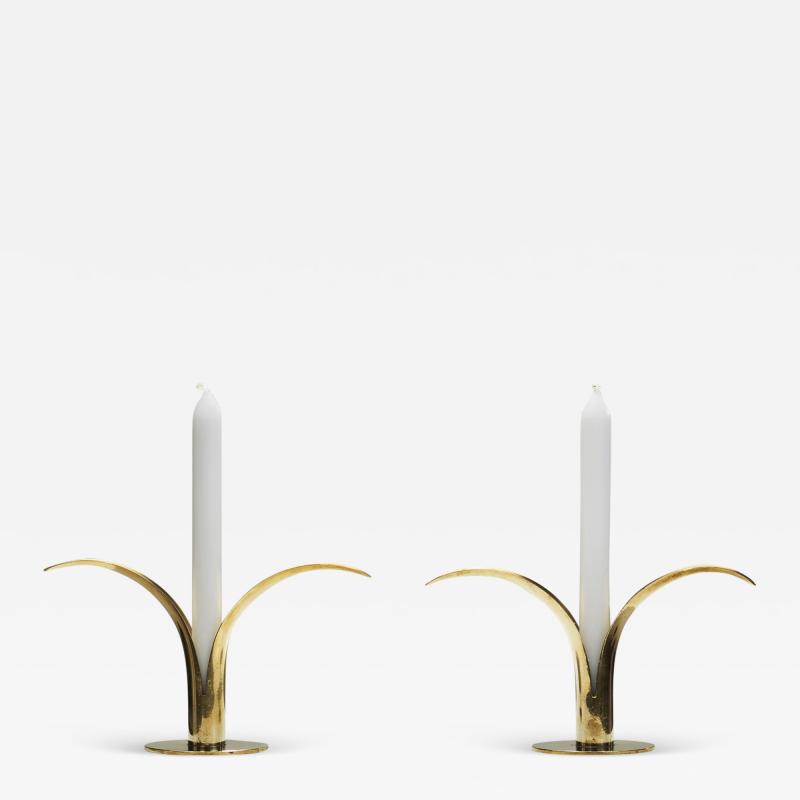 Ivar lenius Bj rk Ivar lenius Bj rk Liljan Brass Candlesticks for Ystad Metall Sweden 1940s